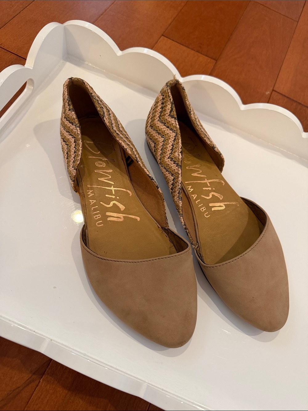Blowfish Malibu Tan Pointed Toe Woven Flats Size 7